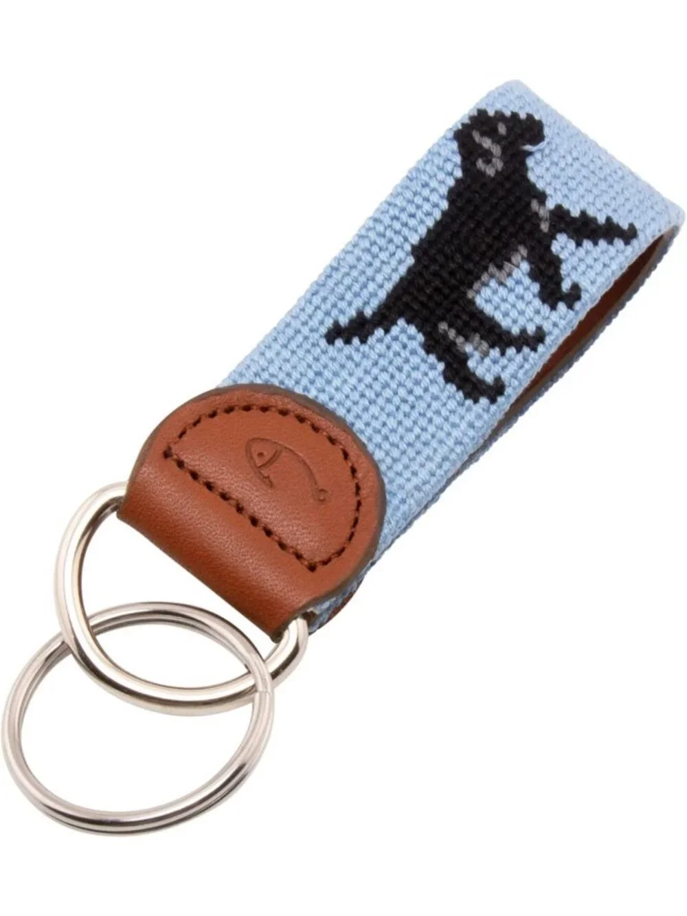 Hand-Stitched Leather Needlepoint Key Fob | Unique Key Chain Accessory